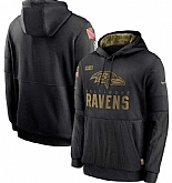 Men's Baltimore Ravens Nike Black 2020 Salute to Service Sideline Performance Pullover Hoodie,baseball caps,new era cap wholesale,wholesale hats